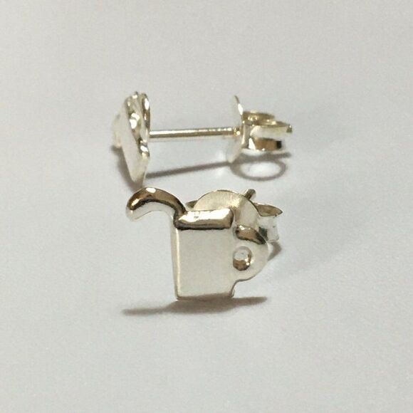 Sterling Silver Earrings Cup Drink Studs Bartender Barista Gift 10mm Posts - Picture 1 of 5